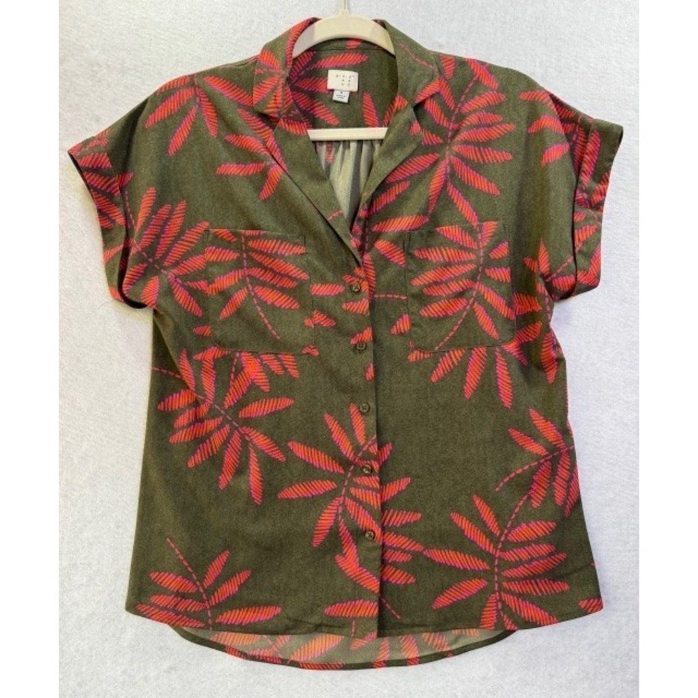 Womens SML Grannycore Grandma Hawaiian Tropical Shirt Beach Tiki Floral